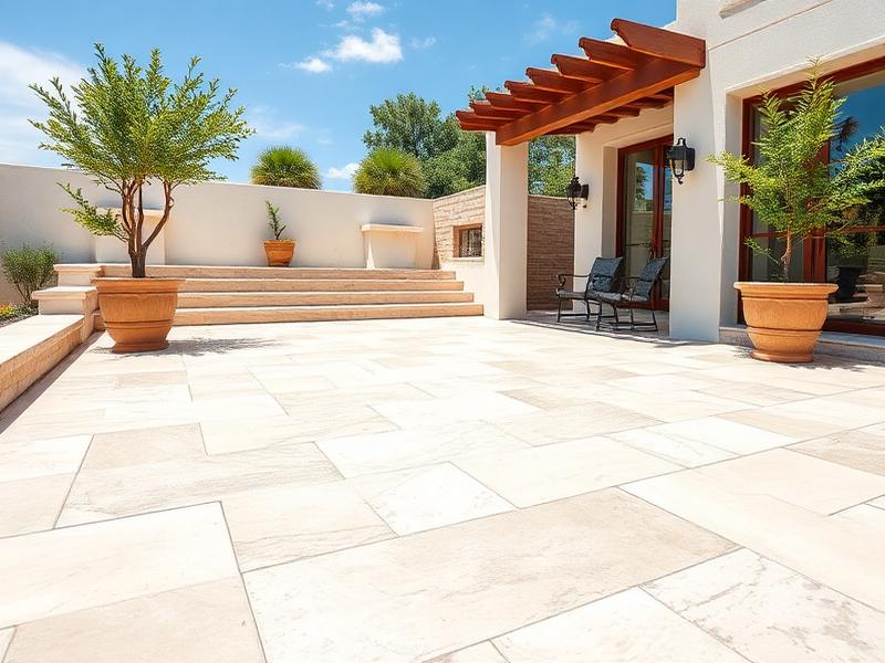 Terrasse béton désactivé réalisée par EMB - Escalier extérieur Béziers Hérault